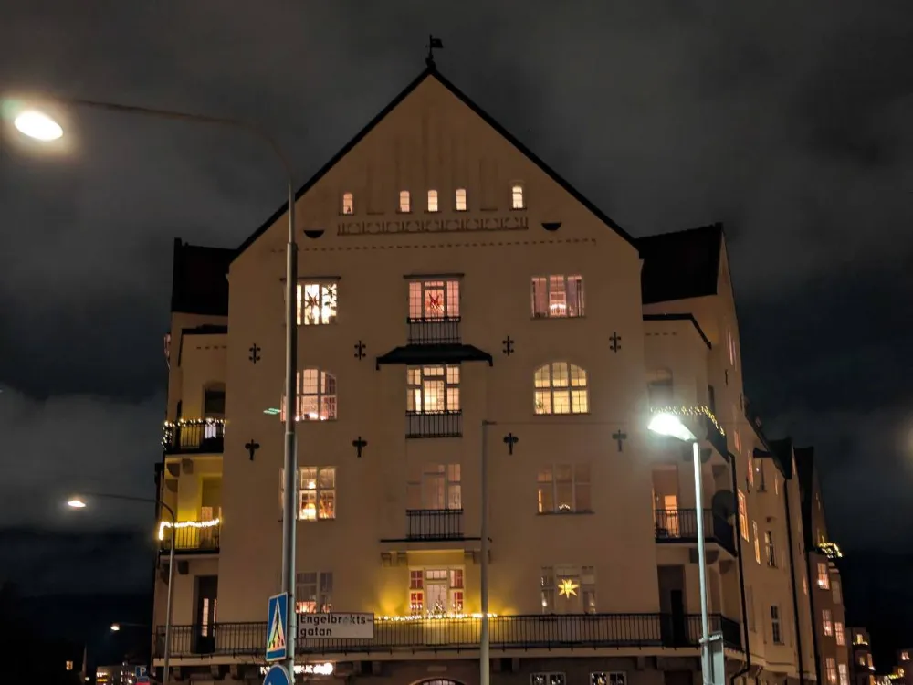 Engelbrektsplan 1 i Stockholm en kväll